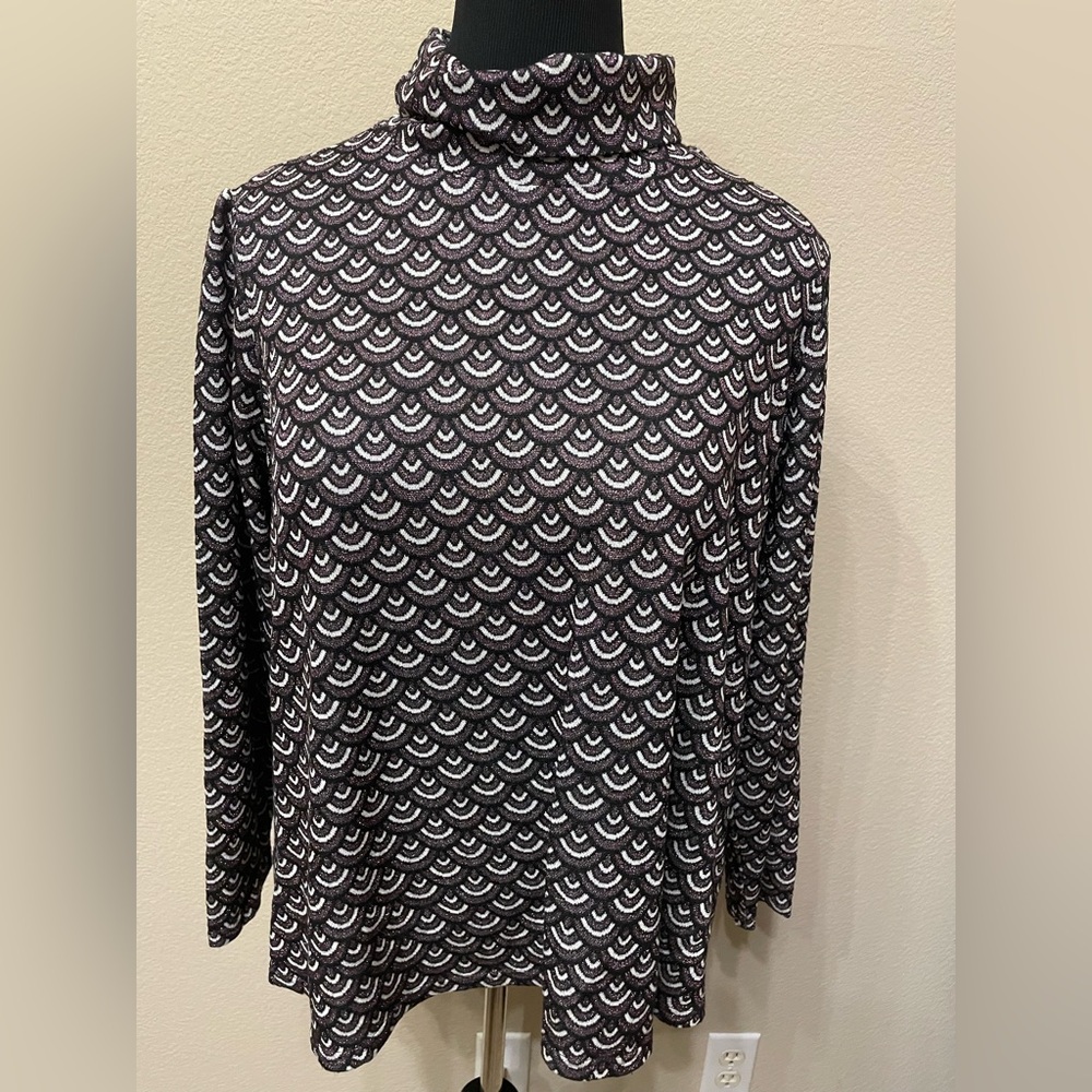 🆕 MODCLOTH Metallic Art Deco Knit Turtleneck Long Sleeve Shirt Pink Sparkle